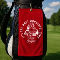 It's The Most Wonderful Time Santa Drinking Beer Christmas Golf Towel