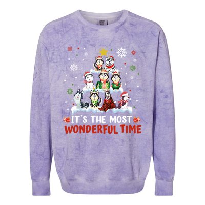 Its The Most Wonderful Time Husky Dogs Christmas Cool Gift Colorblast Crewneck Sweatshirt