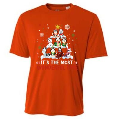 Its The Most Wonderful Time Husky Dogs Christmas Cool Gift Cooling Performance Crew T-Shirt