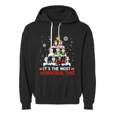 Its The Most Wonderful Time Husky Dogs Christmas Cool Gift Garment-Dyed Fleece Hoodie