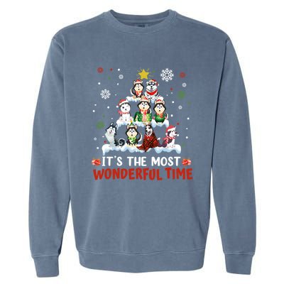 Its The Most Wonderful Time Husky Dogs Christmas Cool Gift Garment-Dyed Sweatshirt