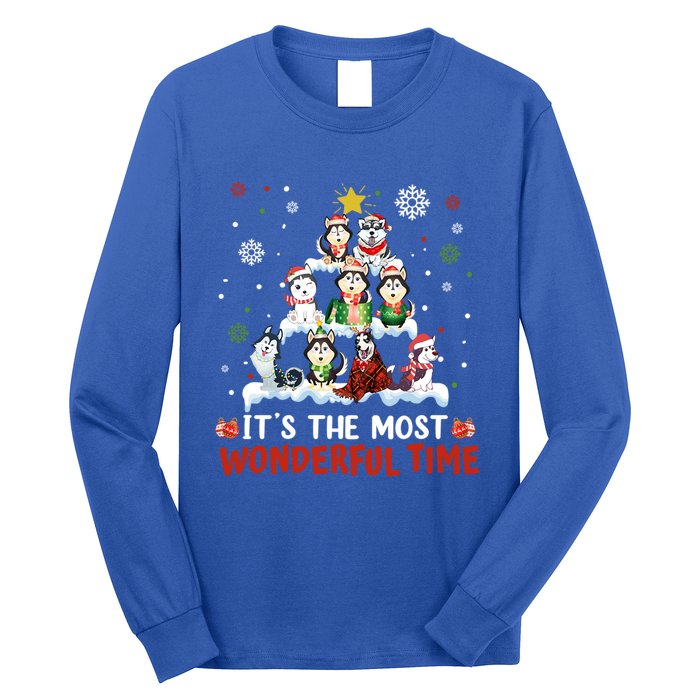 Its The Most Wonderful Time Husky Dogs Christmas Cool Gift Long Sleeve Shirt