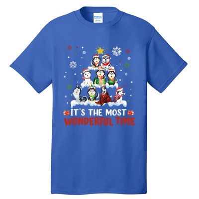 Its The Most Wonderful Time Husky Dogs Christmas Cool Gift Tall T-Shirt