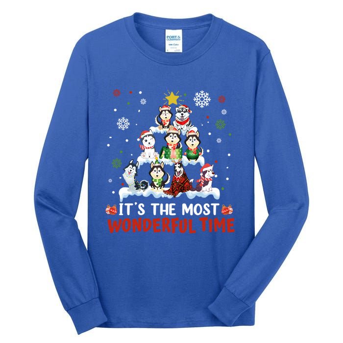 Its The Most Wonderful Time Husky Dogs Christmas Cool Gift Tall Long Sleeve T-Shirt