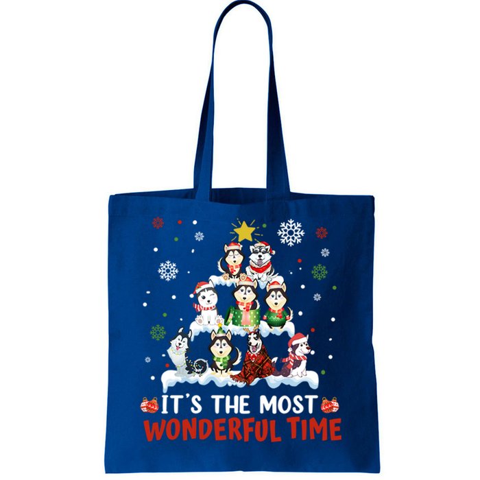 Its The Most Wonderful Time Husky Dogs Christmas Cool Gift Tote Bag