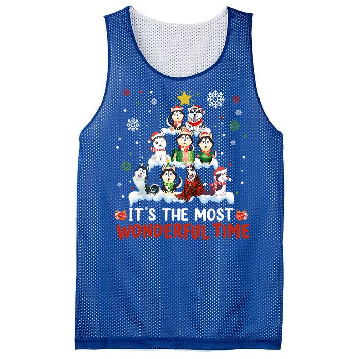 Its The Most Wonderful Time Husky Dogs Christmas Cool Gift Mesh Reversible Basketball Jersey Tank