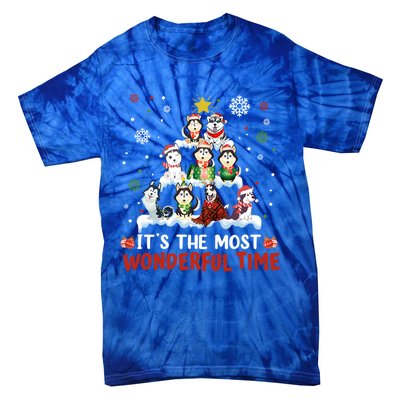 Its The Most Wonderful Time Husky Dogs Christmas Cool Gift Tie-Dye T-Shirt