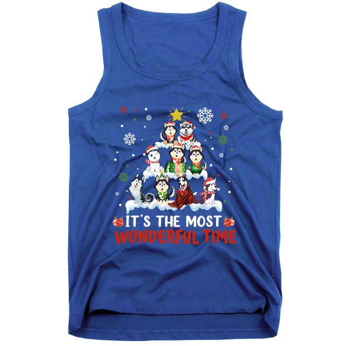 Its The Most Wonderful Time Husky Dogs Christmas Cool Gift Tank Top