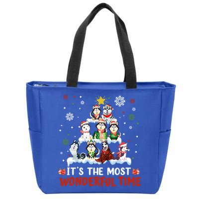 Its The Most Wonderful Time Husky Dogs Christmas Cool Gift Zip Tote Bag