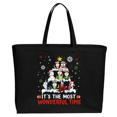 Its The Most Wonderful Time Husky Dogs Christmas Cool Gift Cotton Canvas Jumbo Tote