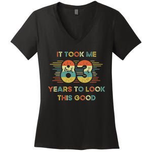 It Took Me 83 Years To Look This Good 83rd Birthday Retro Women's V-Neck T-Shirt