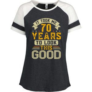 It Took Me 70 Years To Look This Good Funny 70th Birthday Enza Ladies Jersey Colorblock Tee