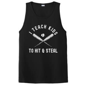 I Teach My To Hit And Steal Funny Baseball Dad PosiCharge Competitor Tank