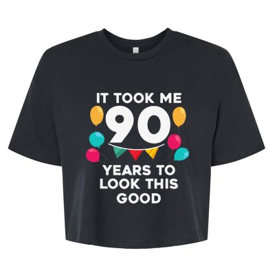 It Took Me 90 Years To Look This Good 90th Birthday Gag Gift Bella+Canvas Jersey Crop Tee