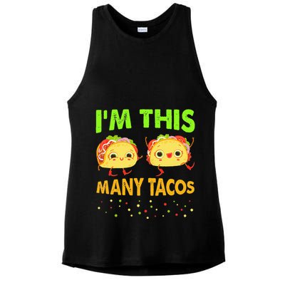 I'm This Many Tacos Second Birthday Twosday Cinco De Mayo Ladies PosiCharge Tri-Blend Wicking Tank
