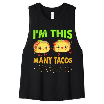 I'm This Many Tacos Second Birthday Twosday Cinco De Mayo Women's Racerback Cropped Tank