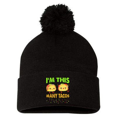 I'm This Many Tacos Second Birthday Twosday Cinco De Mayo Pom Pom 12in Knit Beanie