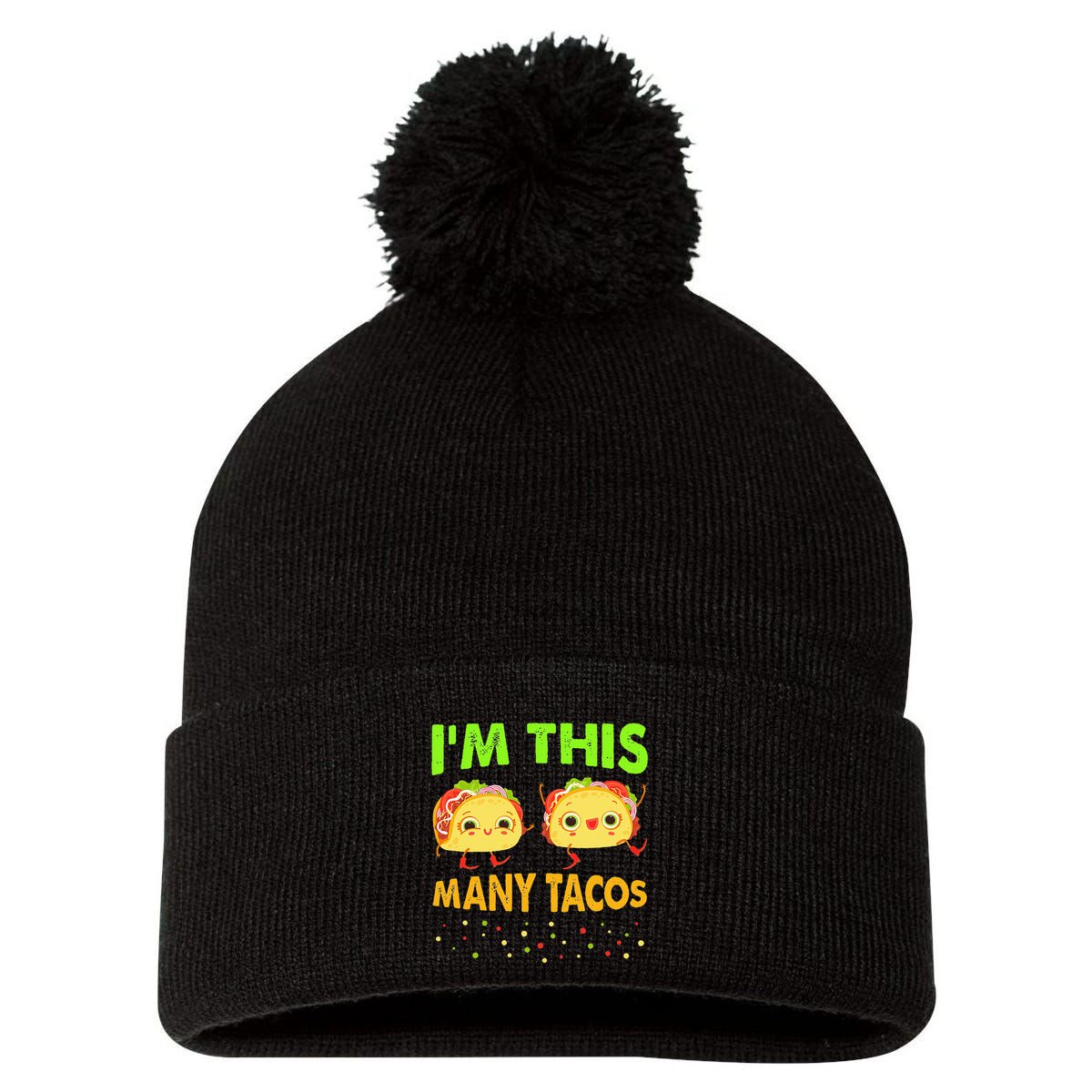 I'm This Many Tacos Second Birthday Twosday Cinco De Mayo Pom Pom 12in Knit Beanie