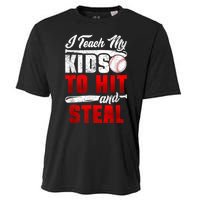 I Teach My Kids To Hit And Steal Funny Baseball Coach Cooling Performance Crew T-Shirt