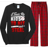 I Teach My Kids To Hit And Steal Funny Baseball Coach Long Sleeve Pajama Set