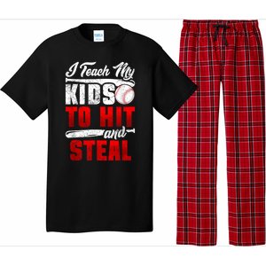 I Teach My Kids To Hit And Steal Funny Baseball Coach Pajama Set