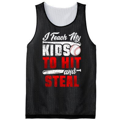 I Teach My Kids To Hit And Steal Funny Baseball Coach Mesh Reversible Basketball Jersey Tank