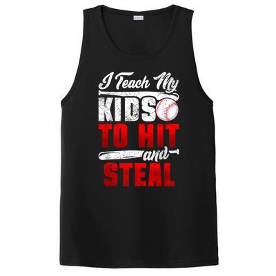 I Teach My Kids To Hit And Steal Funny Baseball Coach PosiCharge Competitor Tank