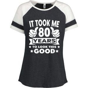 It Took Me 80 years - Funny 80th Birthday Decorations Party Enza Ladies Jersey Colorblock Tee