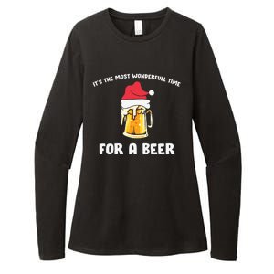 Its The Most Wonderful Time For A Beer Santa Hat Christmas Womens CVC Long Sleeve Shirt