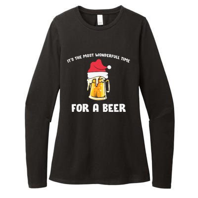 Its The Most Wonderful Time For A Beer Santa Hat Christmas Womens CVC Long Sleeve Shirt