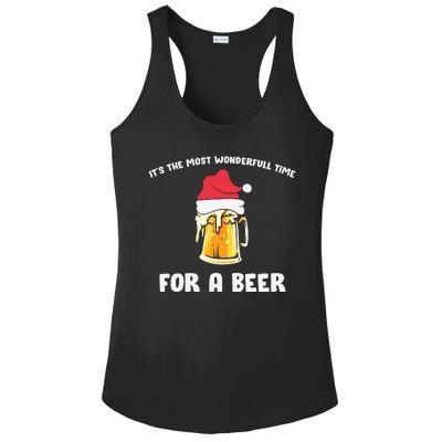 Its The Most Wonderful Time For A Beer Santa Hat Christmas Ladies PosiCharge Competitor Racerback Tank