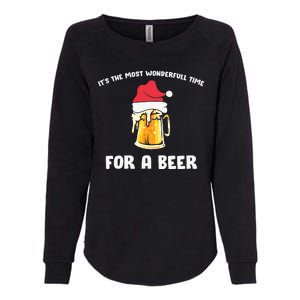 Its The Most Wonderful Time For A Beer Santa Hat Christmas Womens California Wash Sweatshirt