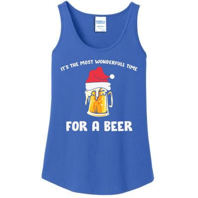 Its The Most Wonderful Time For A Beer Santa Hat Christmas Ladies Essential Tank