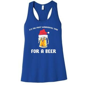 Its The Most Wonderful Time For A Beer Santa Hat Christmas Women's Racerback Tank