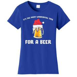 Its The Most Wonderful Time For A Beer Santa Hat Christmas Women's T-Shirt