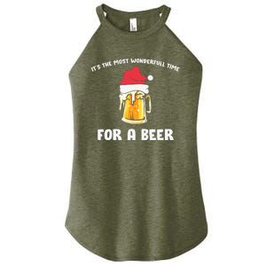 Its The Most Wonderful Time For A Beer Santa Hat Christmas Women's Perfect Tri Rocker Tank