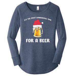 Its The Most Wonderful Time For A Beer Santa Hat Christmas Women's Perfect Tri Tunic Long Sleeve Shirt