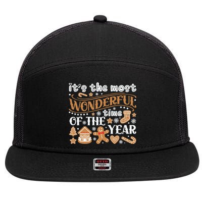 ItS The Most Wonderful Time Of The Year Merry Xmas 7 Panel Mesh Trucker Snapback Hat