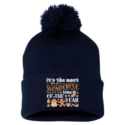 ItS The Most Wonderful Time Of The Year Merry Xmas Pom Pom 12in Knit Beanie