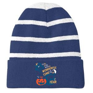 It's the Most Wonderful Time of the Year Halloween Striped Beanie with Solid Band