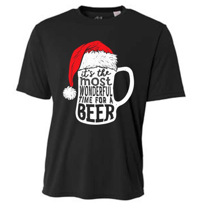 ItS The Most Wonderful Time For A Beer Christmas Santa Hat Cooling Performance Crew T-Shirt