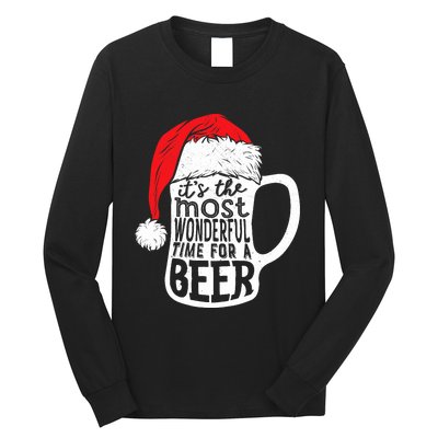 ItS The Most Wonderful Time For A Beer Christmas Santa Hat Long Sleeve Shirt