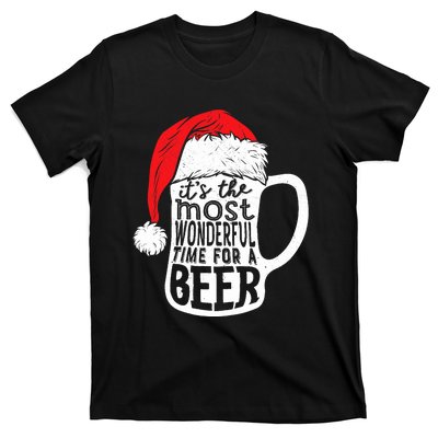 ItS The Most Wonderful Time For A Beer Christmas Santa Hat T-Shirt