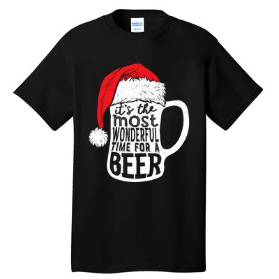 ItS The Most Wonderful Time For A Beer Christmas Santa Hat Tall T-Shirt