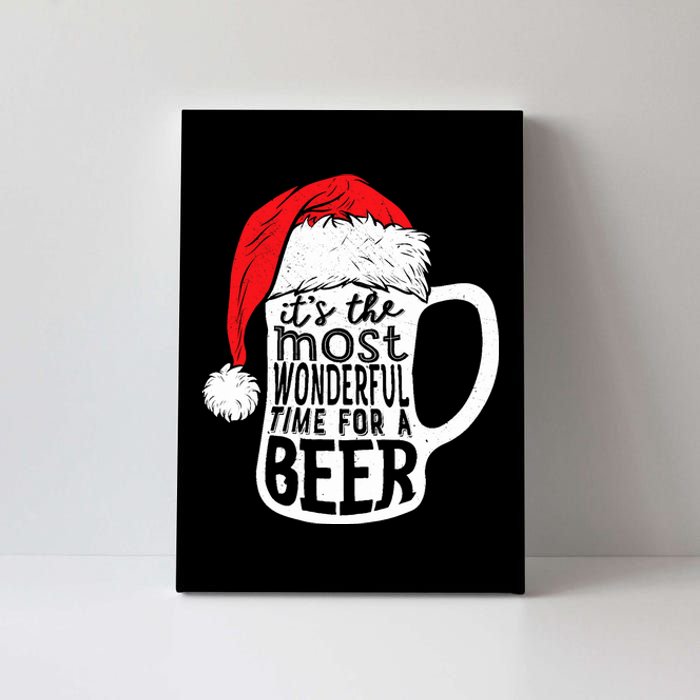 ItS The Most Wonderful Time For A Beer Christmas Santa Hat Canvas