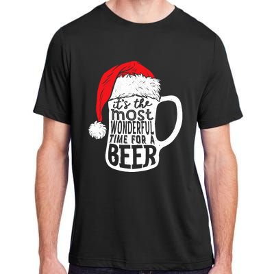 ItS The Most Wonderful Time For A Beer Christmas Santa Hat Adult ChromaSoft Performance T-Shirt