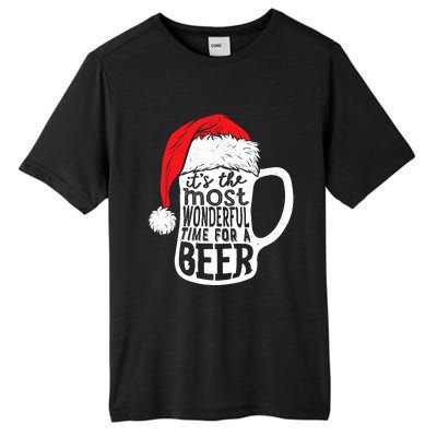 ItS The Most Wonderful Time For A Beer Christmas Santa Hat Tall Fusion ChromaSoft Performance T-Shirt