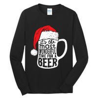 ItS The Most Wonderful Time For A Beer Christmas Santa Hat Tall Long Sleeve T-Shirt