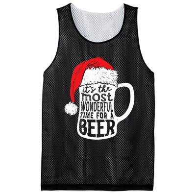 ItS The Most Wonderful Time For A Beer Christmas Santa Hat Mesh Reversible Basketball Jersey Tank