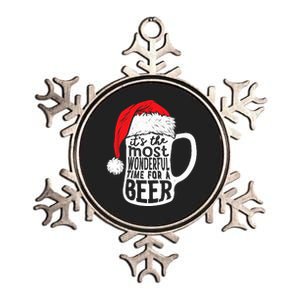 ItS The Most Wonderful Time For A Beer Christmas Santa Hat Metallic Star Ornament